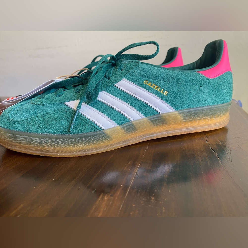 Women’s pink/green adidas Gazelle